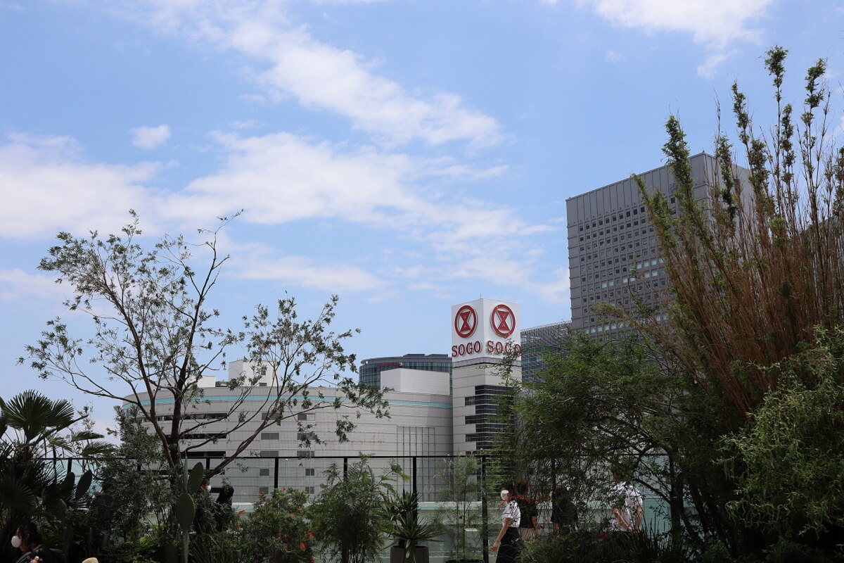 ニュウマン横浜・6階ニュウマンガーデンより横浜駅東口方向